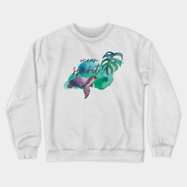 Ocean Spirit Watercolour Turtle Palm Crewneck Sweatshirt by LoveofDog